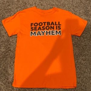 Gildan Orange “Football Season Is Mayhem” All State Promo Shirt. Adult Medium.